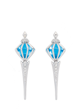 K18WG Blue Topaz Pierced Earrings