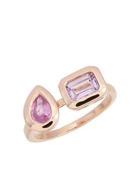 K18PG Pink Sapphir Amethyst Ring