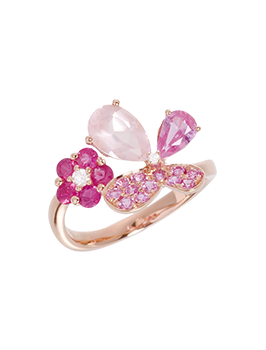 K18PG Ruby & Pink Sapphire Ring