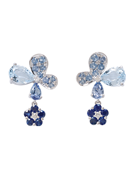K18WG Sapphire Blue Topaz Pierced Earrings