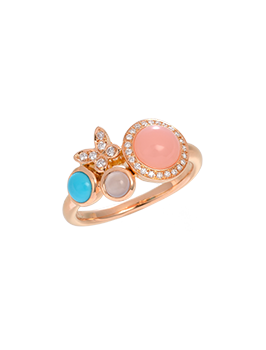 K18PG Pink Opal Turquoise Ring