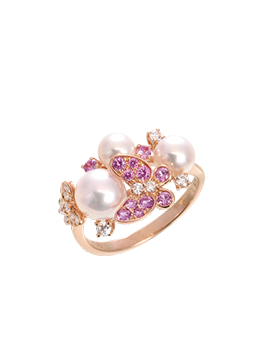 K18PG Akoya Pearl Pink Sapphire Ring