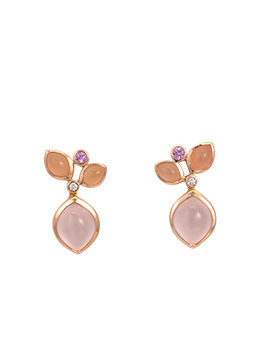K18PG Pink Sapphire RoseQuartz Pierced Earrings