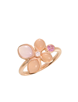K18PG Pink Sapphire RoseQuartz Ring