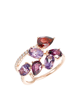 K18PG Garnet Amethyst Ring