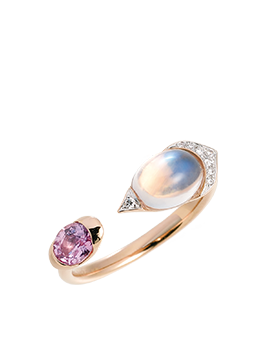 K18PG MoonStone Pink Sapphire Ring