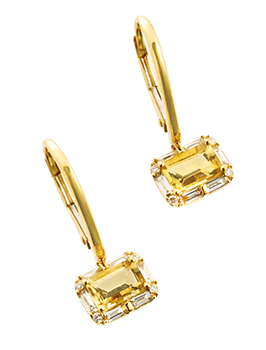 K18YG Heliodor Pierced Earrings