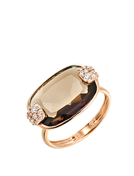 K18PG Smoky Quartz Ring