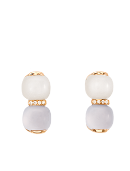 K18PG White Moonstone Chalcedony Pierced Earrings