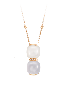 K18PG White Moonstone Chalcedony Pendant