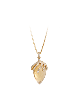 K18YG Citrine Diamond Pendant