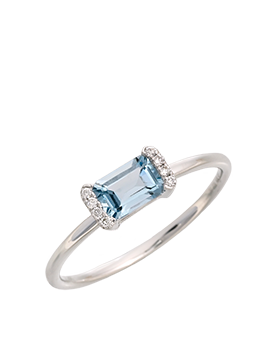 K18WG Aquamarine Diamond Ring
