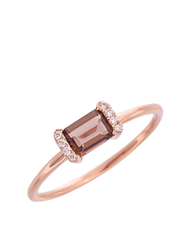 K18PG Smoky Quartz Diamond Ring