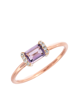 K18PG Amethyst Diamond Ring
