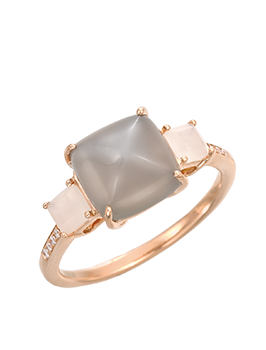 K18PG Moonstone Diamond Ring