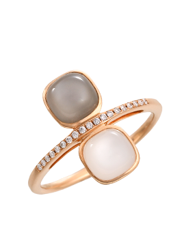 K18PG Moonstone Diamond Ring