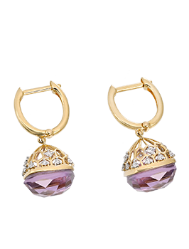 K18YG Amethyst Diamond Pierced Earrings