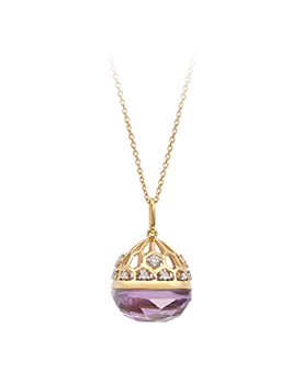 K18YG Amethyst Diamond Pendant