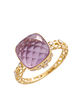 K18YGAmethyst Diamond Ring