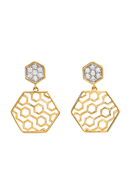 K18YG Diamond Pierced Earrings