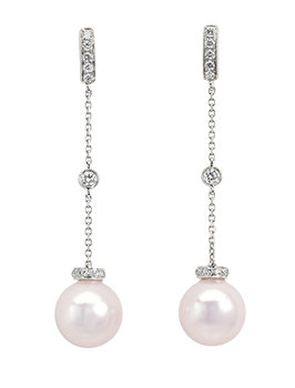 K18WG Akoya Pearl Diamond Necklace