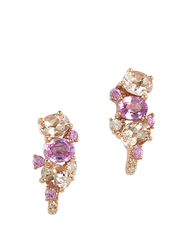K18PG Pink Sapphire Morganite Pierced Earrings