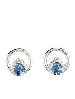 K18WG Blue Sapphire Pierced Earrings